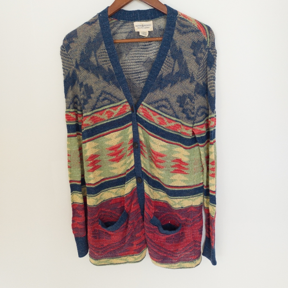 Vintage Denim & Supply Ralph Lauren Aztec Cardigan Size Large